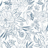 Roommates Floral Sketch Peel And Stick Blue/White Wallpaper
