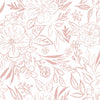 Roommates Floral Sketch Peel And Stick Pink/White Wallpaper
