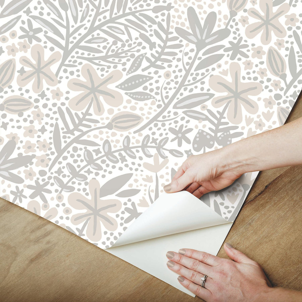 Roommates Cat Coquillette Porcelain Garden Peel & Stick Taupe/Grey