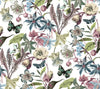 York Butterfly House White & Fuchsia Wallpaper