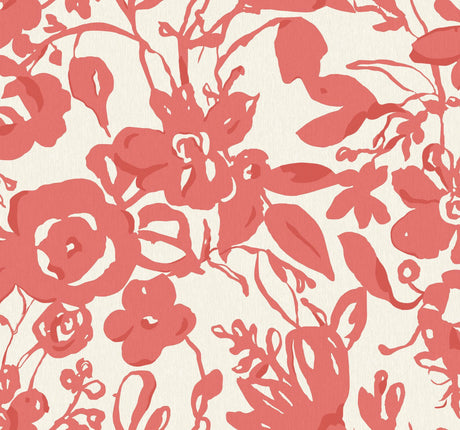York Brushstroke Floral Coral Wallpaper