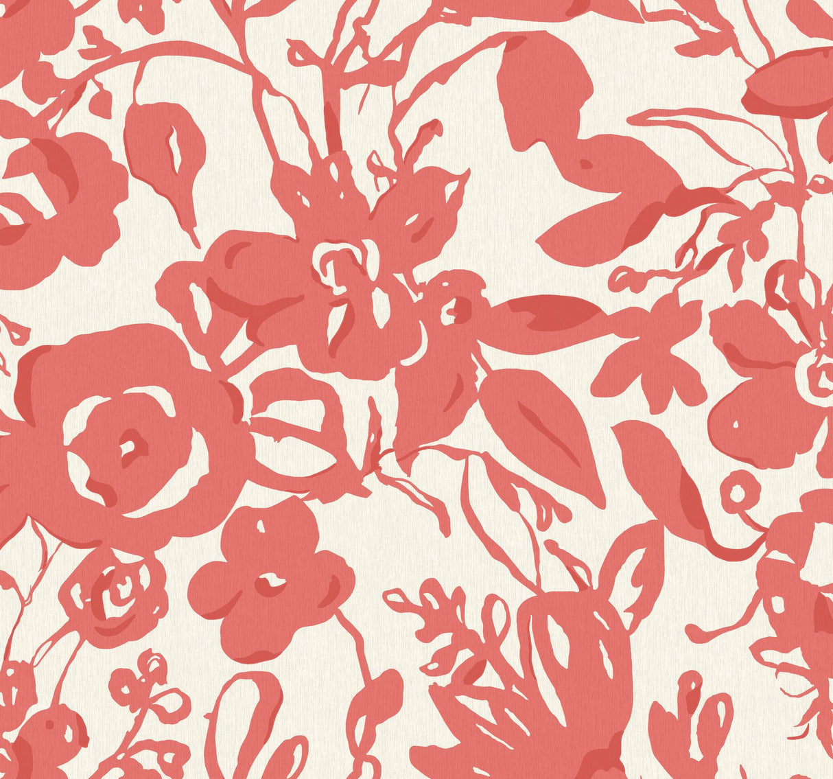 York Brushstroke Floral Coral Wallpaper