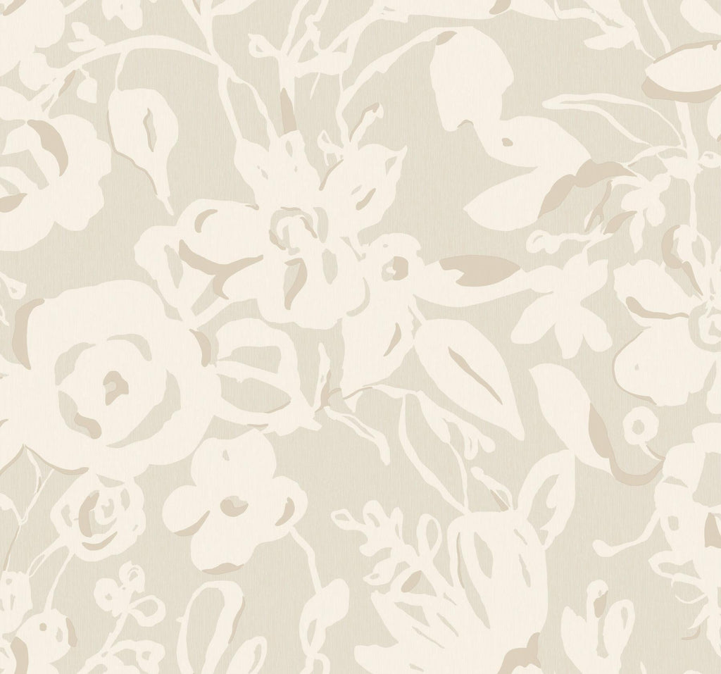 York Brushstroke Floral Taupe Wallpaper