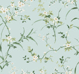 York Blossom Branches Spa Blue Wallpaper