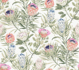 York Protea White & Fuchsia Wallpaper
