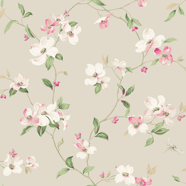 York Dogwood Taupe Wallpaper