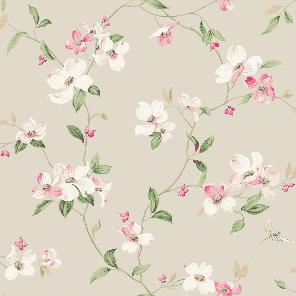 York Dogwood Taupe Wallpaper
