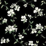 York Dogwood Black Wallpaper