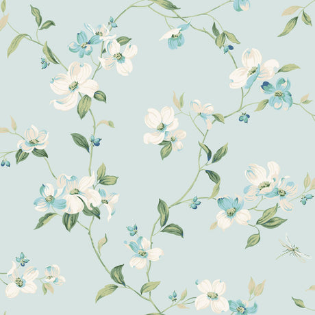 York Dogwood Light Blue Wallpaper