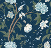 York Teahouse Floral Navy Wallpaper