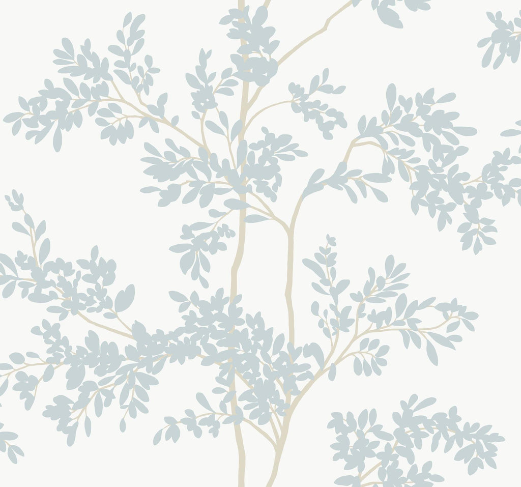 York Lunaria Silhouette White & Cloud Blue Wallpaper