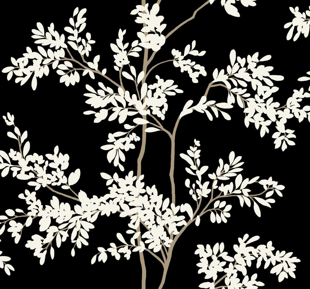 York Lunaria Silhouette Black & White Wallpaper