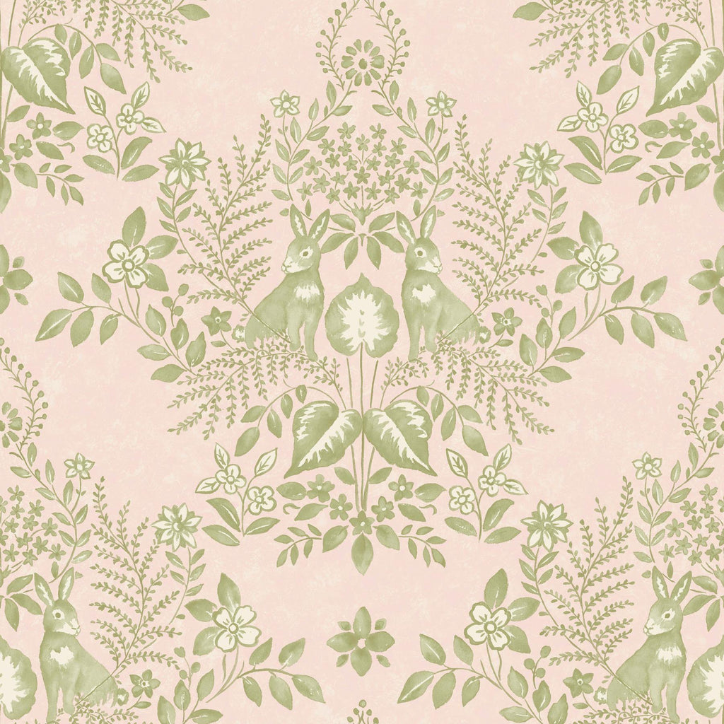 Erin & Ben Co. Cottontail Toile Peel & Stick Pink & Chartreuse Wallpaper
