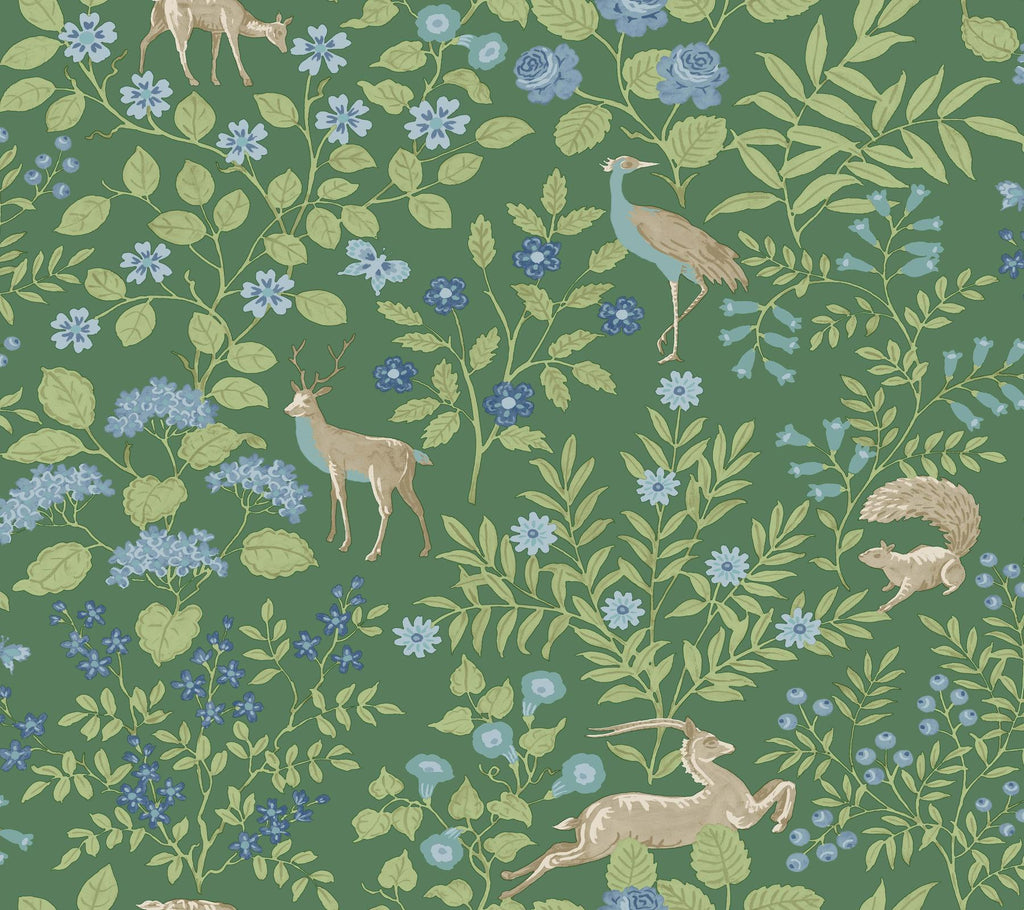 Erin & Ben Co. Woodland Floral Peel & Stick Meadow Green Wallpaper
