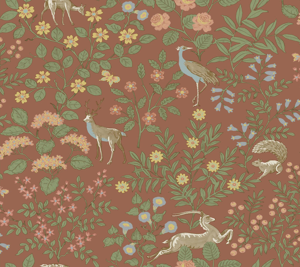 Erin & Ben Co. Woodland Floral Peel & Stick Rust Wallpaper