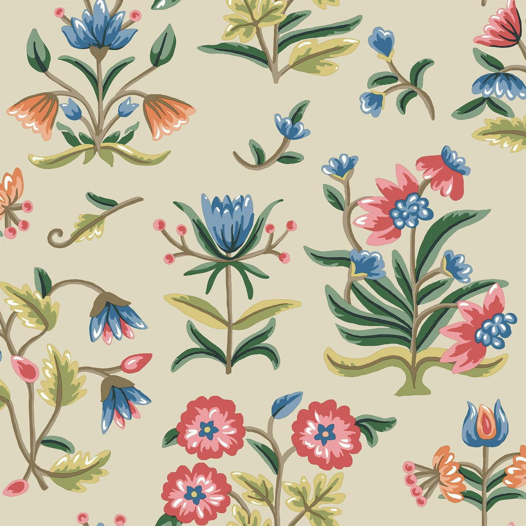 Erin & Ben Co. Heirloom Floral Peel & Stick Taupe & Multi Wallpaper