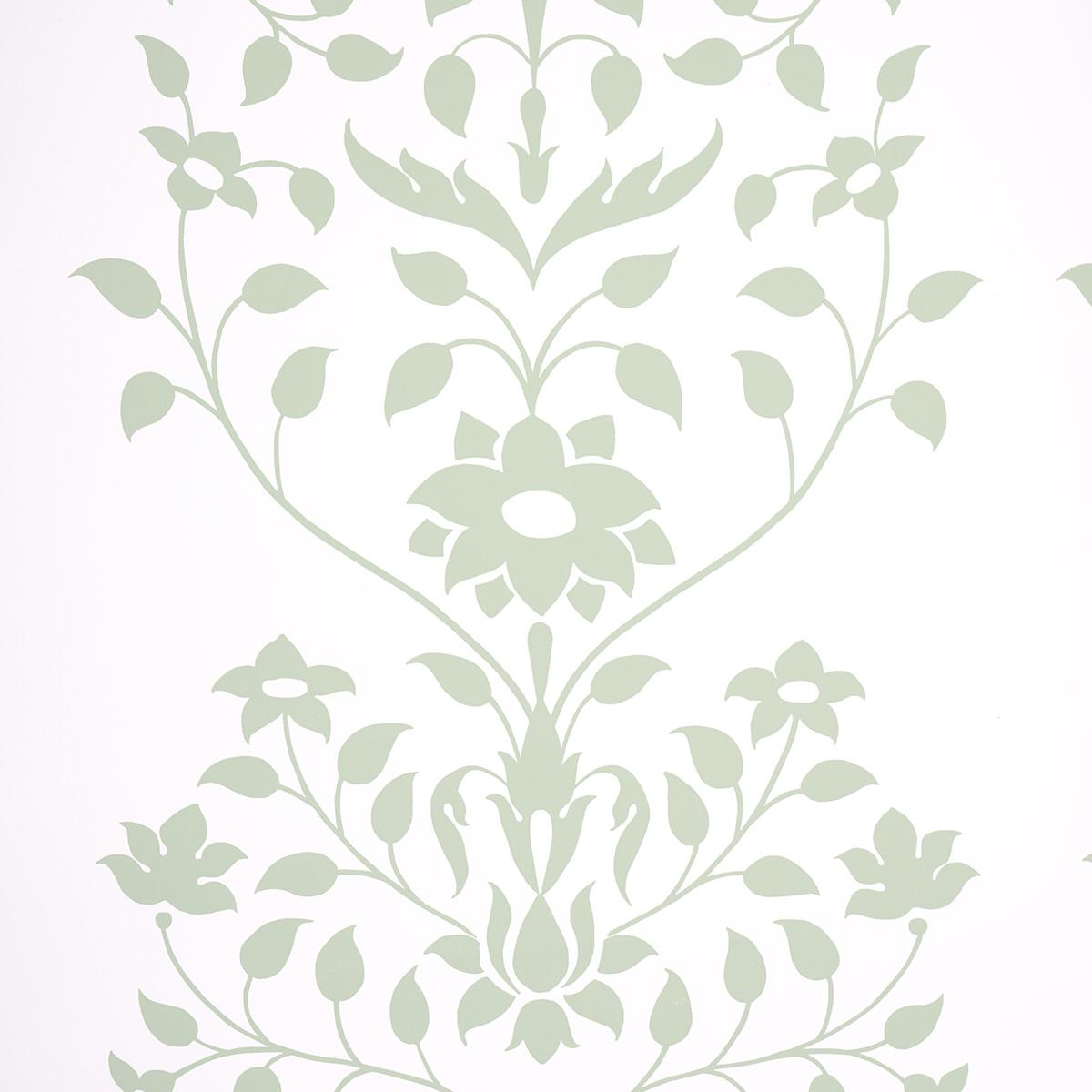Schumacher Jaipur Mughal Flower Green Wallpaper