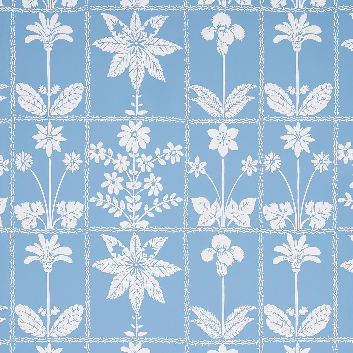 Schumacher Georgia Wildflowers Blue Wallpaper