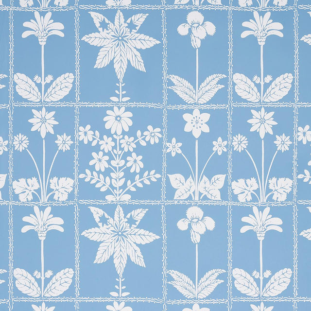 Schumacher Georgia Wildflowers Blue Wallpaper