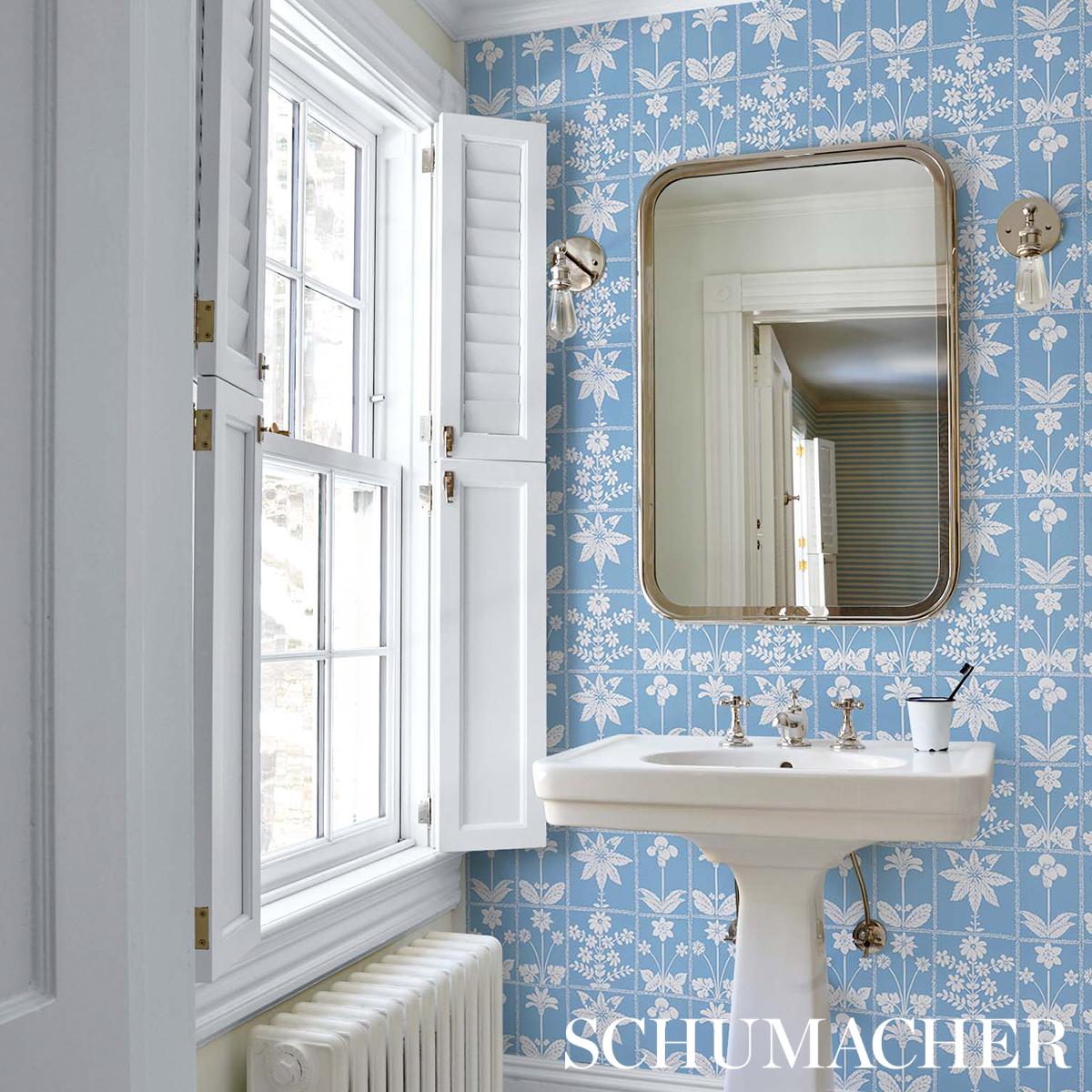 Schumacher Georgia Wildflowers Blue Wallpaper