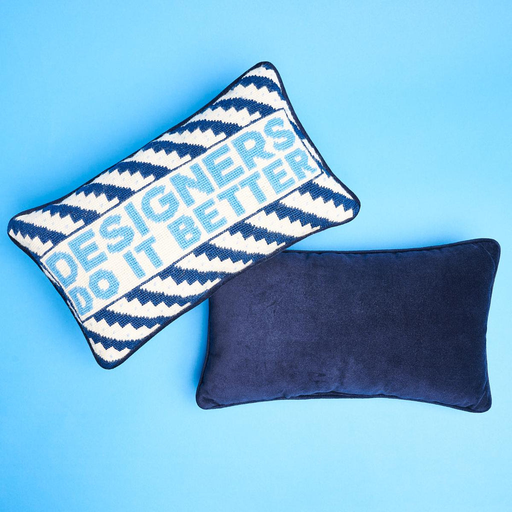 Schumacher Designers Rock Needlepoint Blue 9" x 15" Pillow