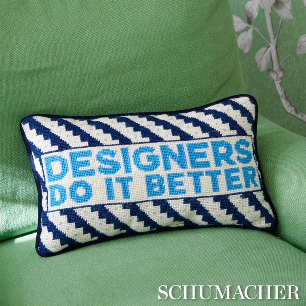Schumacher Designers Rock Needlepoint Blue 9" x 15" Pillow