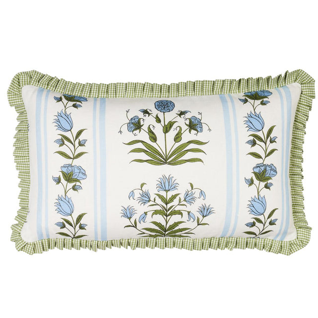 Schumacher Sky 20" x 12" Royal Poppy Stripe Pillow