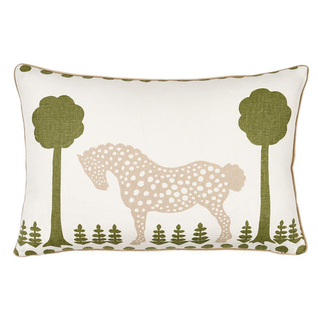 Schumacher Polka Dot Pony Olive 18" x 12" Pillow