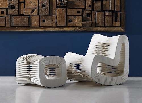 Phillips Collection Seat Belt Ottoman White Chair
