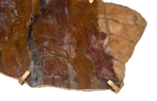 Phillips Collection Gem Wall Tile in Brass Setting Earth Marble Wall Art