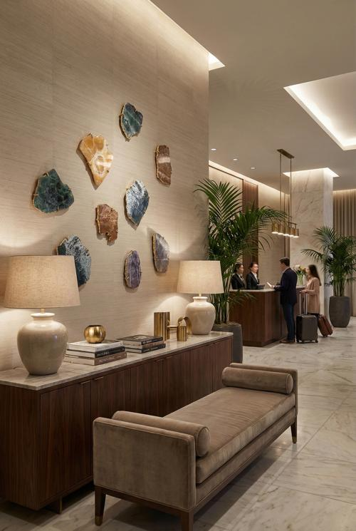Phillips Collection Gem Wall Tile in Brass Setting Earth Marble Wall Art