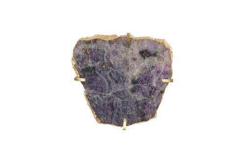Phillips Collection Gem Wall Tile in Brass Setting Purple Quartz Wall Art