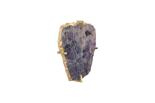 Phillips Collection Gem Wall Tile in Brass Setting Purple Quartz Wall Art
