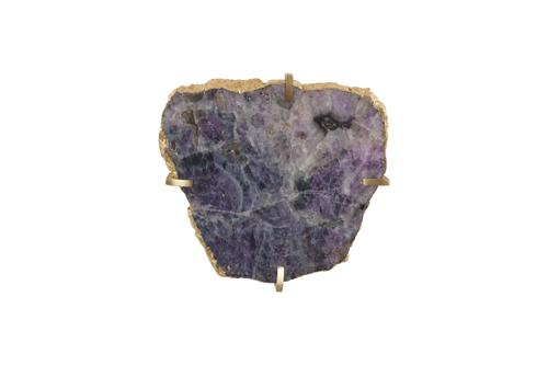 Phillips Collection Gem Wall Tile in Brass Setting Purple Quartz Wall Art