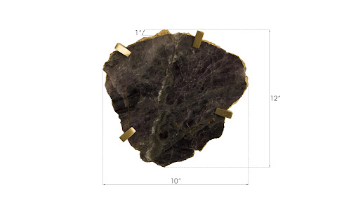 Phillips Collection Gem Wall Tile in Brass Setting Purple Quartz Wall Art