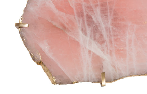 Phillips Collection Gem Wall Tile in Brass Setting Rose Quartz Wall Art