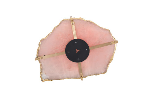 Phillips Collection Gem Wall Tile in Brass Setting Rose Quartz Wall Art