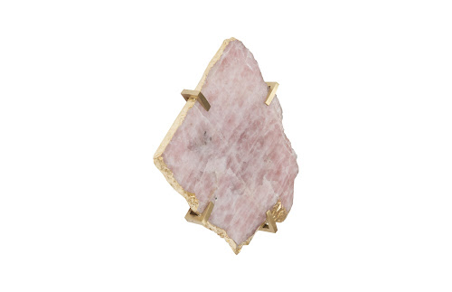 Phillips Collection Gem Wall Tile in Brass Setting Rose Quartz Wall Art