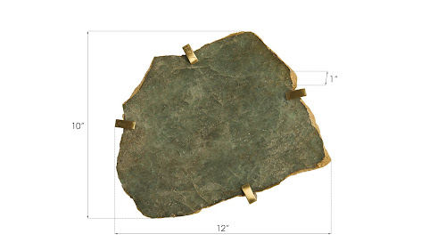 Phillips Collection Gem Wall Tile in Brass Setting Green Emerald Wall Art