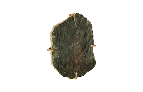 Phillips Collection Gem Wall Tile in Brass Setting Glacier Charcoal Wall Art