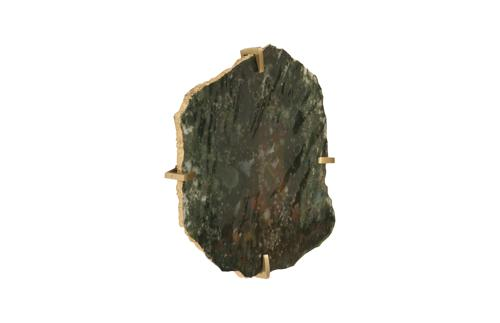 Phillips Collection Gem Wall Tile in Brass Setting Glacier Charcoal Wall Art
