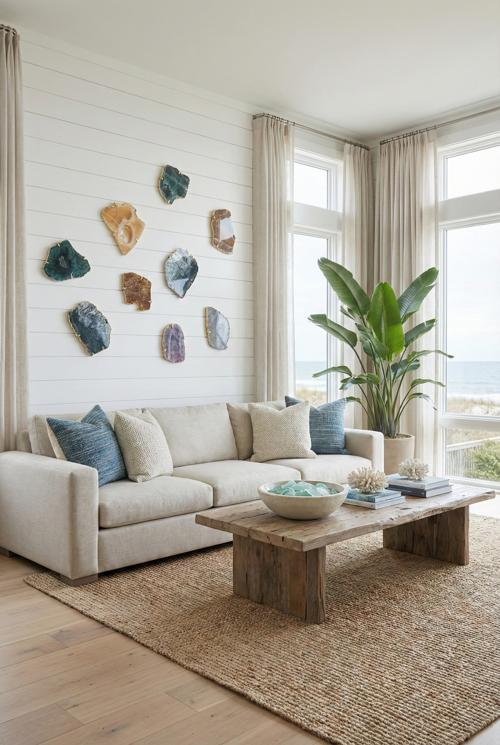 Phillips Collection Gem Wall Tile in Brass Setting Glacier Charcoal Wall Art