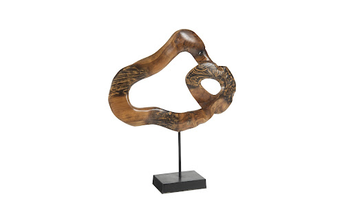 Phillips Collection Carved Teak Swirl on Stand Brown Tabletop