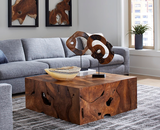 Phillips Collection Carved Teak Swirl on Stand Brown Tabletop