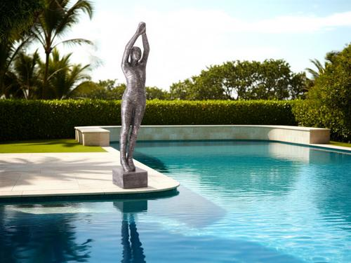 Phillips Collection Standing Diving Sculpture Black/Silver Aluminum Accent