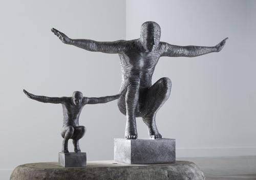 Phillips Collection Outstretched Arms Sculpture, Aluminum, Small Silver Accent
