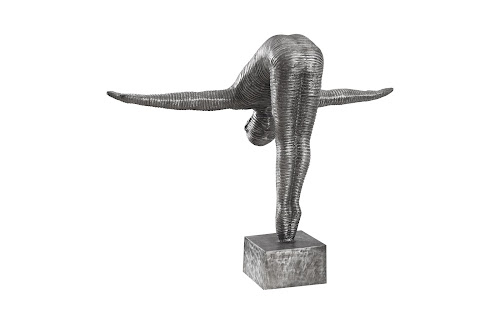 Phillips Collection Diving Sculpture, Aluminum, Small Silver Accent