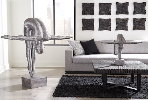 Phillips Collection Diving Sculpture, Aluminum, Small Silver Accent