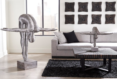 Phillips Collection Diving Sculpture, Aluminum, Small Silver Accent