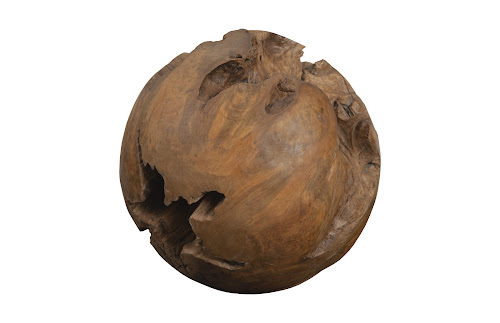 Phillips Collection Teak Wood Ball, Large Brown Accent